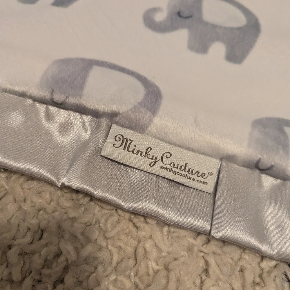 Minky Couture Gray Elephant Baby Blanket